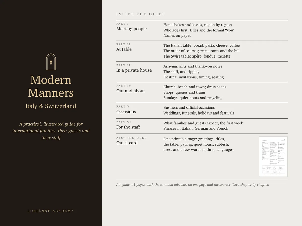 What is inside, part by part, and the Quick card